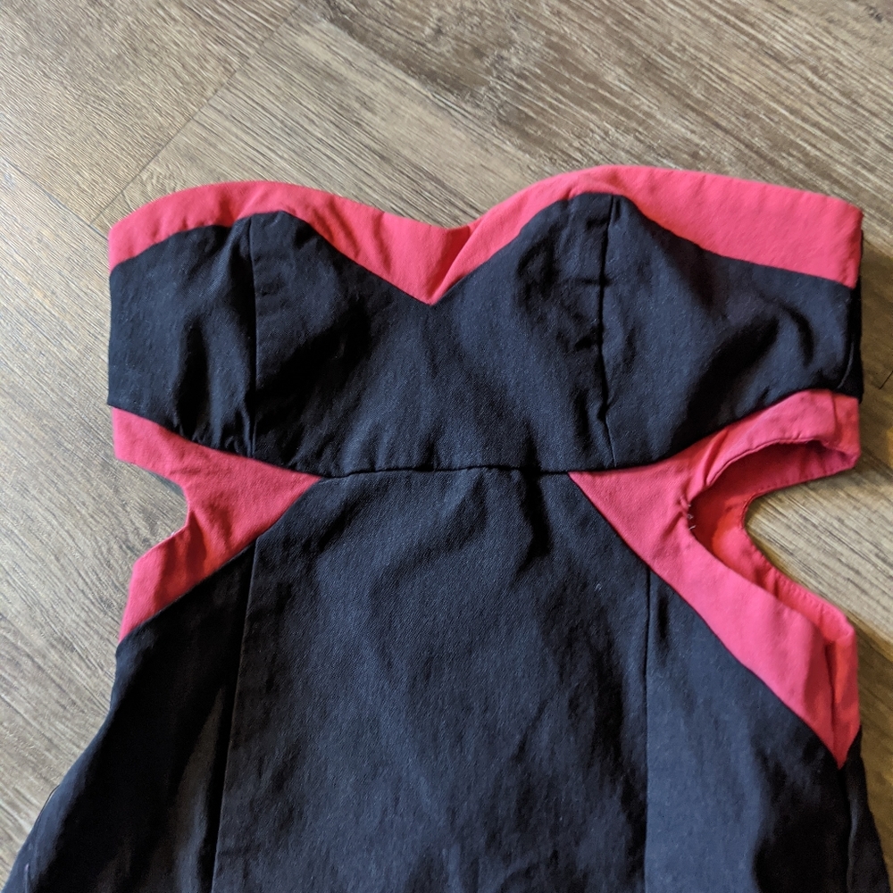Black strapless cut out dress